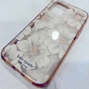 Kate Spade iPhone 13 white hibiscus with crystals
